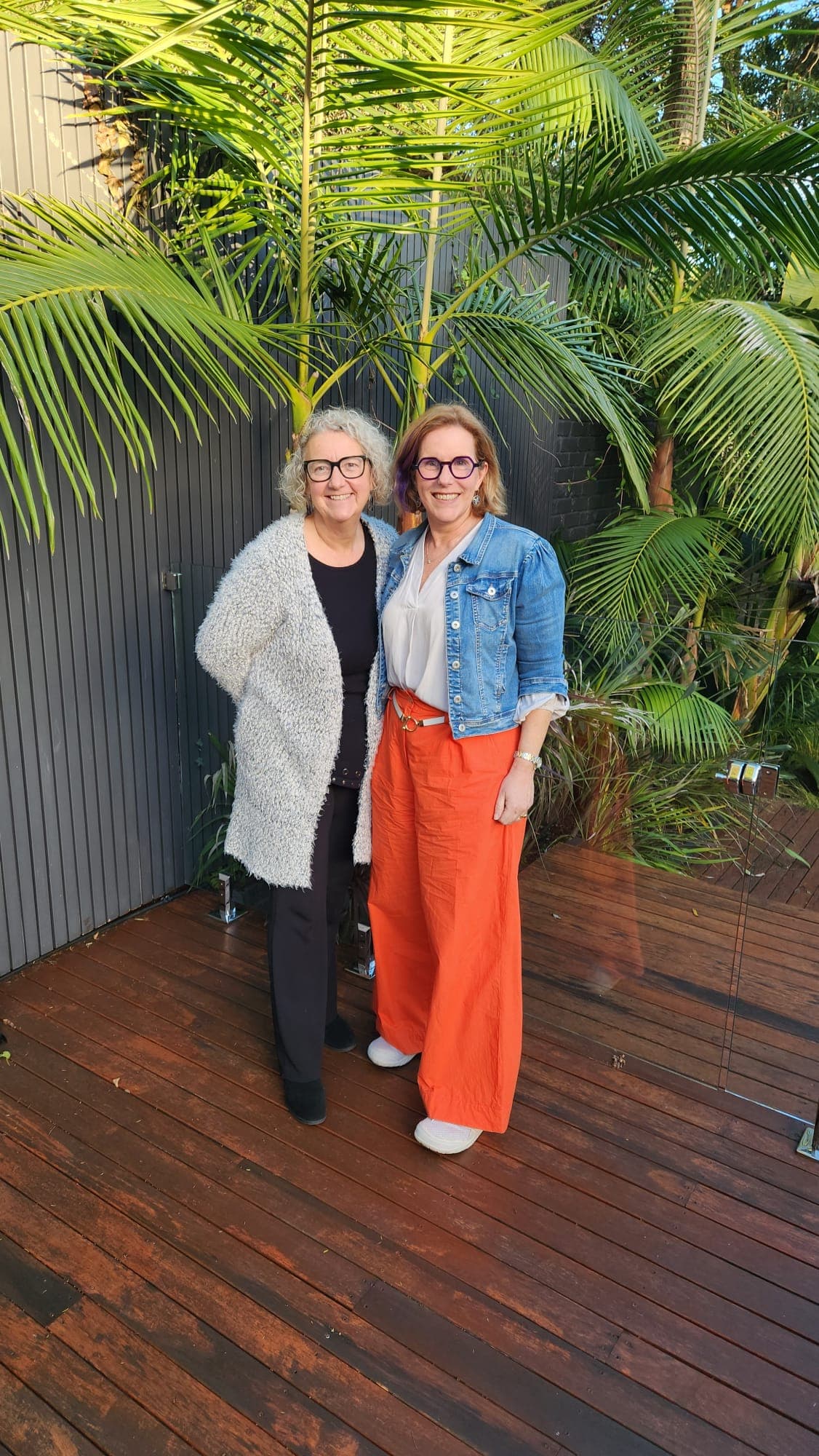 Gill McLaren and Carolyn Betts, co-creators of Second 50 Life Design, standing together smiling.